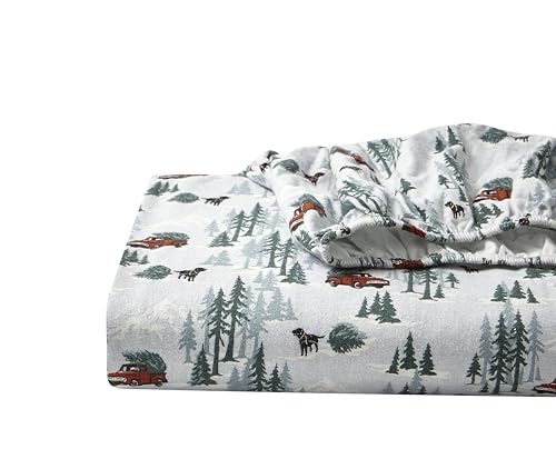 Eddie Bauer - Full Sheet Set, Warm Breathable Cotton Flannel Bedding with Deep Pockets, Brushed for Extra Softness, Cozy Home Decor, Oeko-Tex Certified (Deer Hollow, Full)