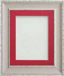 Frame Company Brooke Moonstone Grey Photo Frame, Red Mount, 16x12 for 12x10 inch, fitted with perspex
