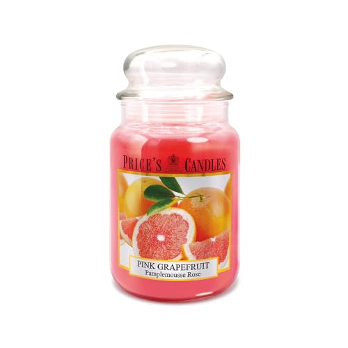 Price's Candles Large Jar Candle Pink Grapefruit Scented Candle Long Lasting Wax Candle in Glass Jar for Home Décor Relaxation and Everyday Fragrance Up to 150 Hours Burn Time