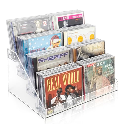 Vowcarol 4-Tier CD Storage Organizer, Dvd Case Holder Organizer CD Holder for 32 CD Jewel Cases