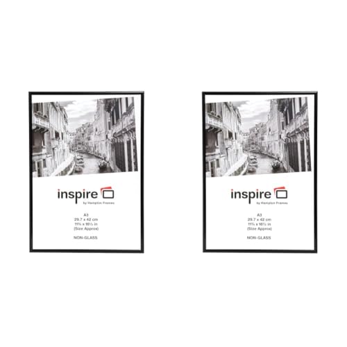 Hampton Frames Poster Frame 30x42cm Black, Acrylic, Rectangular - Lightweight, Drop-In Back, Swivel Clips - Wall Mount Photo Frame for Home Decor (Pack of 2)