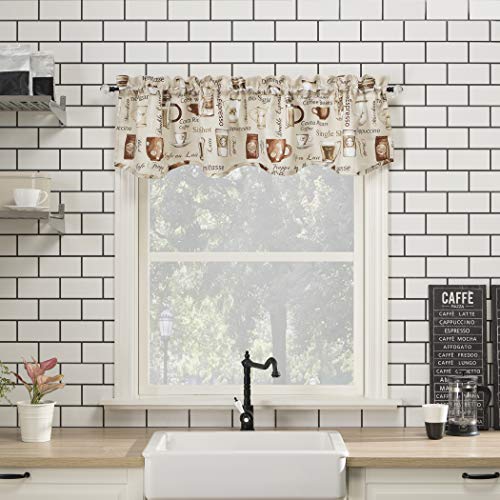 "No. 918 Bristol Coffee Shop Semi-Sheer Rod Pocket Kitchen Curtain Valance, 54"" x 14"", Ivory Off-White"