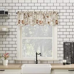 "No. 918 Bristol Coffee Shop Semi-Sheer Rod Pocket Kitchen Curtain Valance, 54"" x 14"", Ivory Off-White"