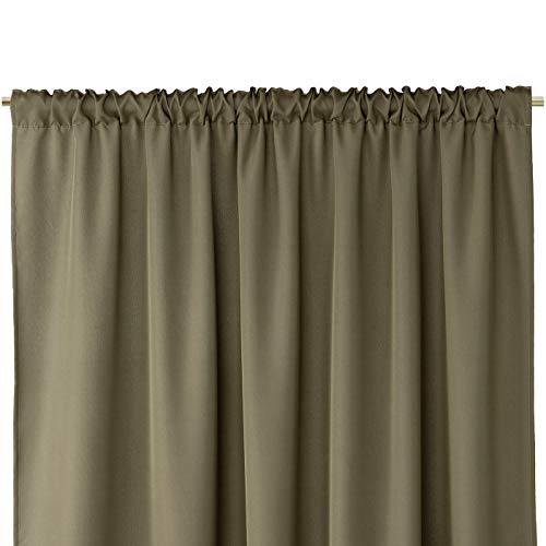 AmeliaHome Curtain 140 x 250 cm Window Decoration Ruffle Tape Decorative Curtain Oxford Solid Khaki