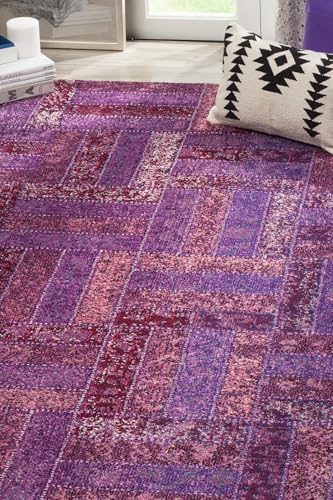 Safavieh Boho Chic Indoor Woven Rectangle Area Rug, Monaco Collection, MNC214, in Purple / Multi, 201 X 279 cm for Living Room, Bedroom or Any Indoor Space