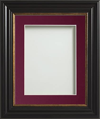 Frame Company Emson Black Picture Photo Frame with Plum Mount - 7x5 for pic size 6x4 *Choice of Sizes* Fitted with Real Glass