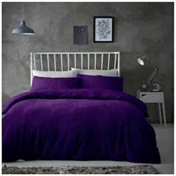 Gaveno Cavailia Popcorn King Duvet Set Purple, Honeycomb Waffle Weave Bedding, 3 Piece Teddy Flannel Fleece Reversible Bedlinen, Easy Care DuvetCover Bedset, 1 Quilt Cover and 2 Pillow Cases