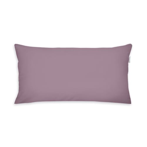 Tom Tailor Renforcé Cushion Cover, 40 x 80 cm, 100% Cotton/Renforcé, Cushion Cover with Coloured Branded Zip, Plain Purple (Cosy Mauve)