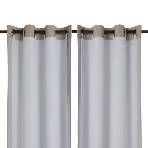 "Chyhomenyc 2 Panels 100% Blackout Curtain Liners with 13 Rings, 100% Darkening Blackout Liner for 63 Inch Curtains, Each 40"" Wx58 L, 2 Liners Per Set with 14 Pieces Rings"