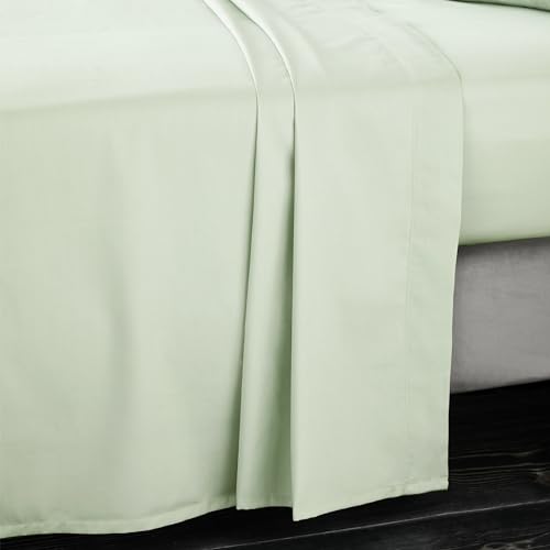 Bianca 400 Thread Count Cotton Sateen Single Flat Sheet Green