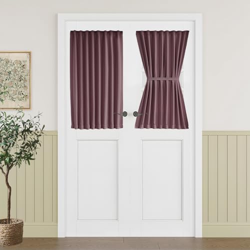 Vatge Small Kitchen Window Curtains Over Sink, Half Short Curtains for Door Windows, 1 Panel, W25 x L40, Nostalgia Rose