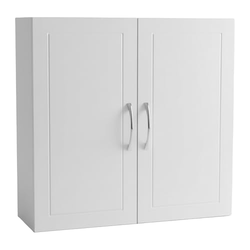Relaxdays Bathroom Wall Cabinet with 2 Adjustable Shelves, Compact Design, 60x60x18 cm, White/Silver