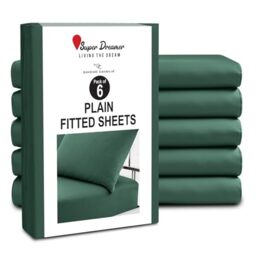 GC GAVENO CAVAILIA Fitted Sheet Single 6 Pack - Plain Dyed Microfiber Bedding Sheets - Fade, Wrinkle & Shrink Resistant Bottom Sheets - 25cm Deep Breathable Bed Sheet Elasticated Corners - Dark Green