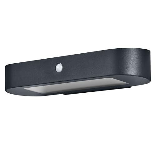 OSRAM Endura Style Oval Solar wall Light, Warm White Light (3000K), Integrated Sensor, usable Without Power, Long Battery Life: 30 Times 60 Seconds in PIR Mode, IP44 Protection, Black