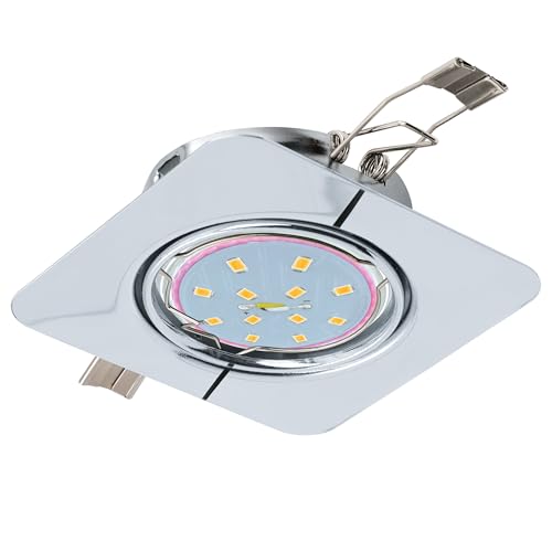 EGLO recessed spotlight Peneto, Ceiling Spot, Chrome Steel, GU10 Socket