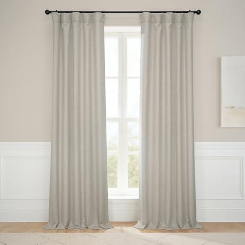 HPD Half Price Drapes Faux Linen Textured Room Darkening Curtains for Bedroom 96 Inches Long (1 Panel), 50W X 96L Curtains for Living Room Home Decor, Thatched Tan