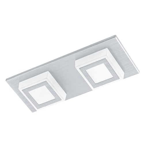 Eglo LED Panel Masiano, 2 Light Ceiling lamp Made of Aluminium and Plastic, Flush Mount Living Room and Hallway Lighting, Warm White