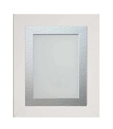 Frame Company Watson White Picture Photo Frame fitted with Perspex, 7x5 inch with Silver Mount for image size 5x3 inch