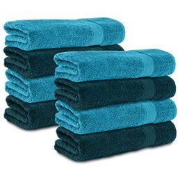 Komfortec Set of 8 Hand Towels 50 x 100 cm 100% Cotton 470 g/m² Terry Towelling Soft Petrol/Turquoise