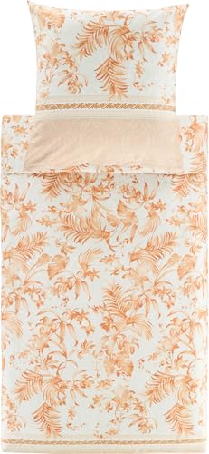 Bassetti IBISCUS TATTOOI 9332165 Cushion Cover for Bed Linen Made from 100% Cotton Satin in Caramel 41, Dimensions: 40 x 80 cm