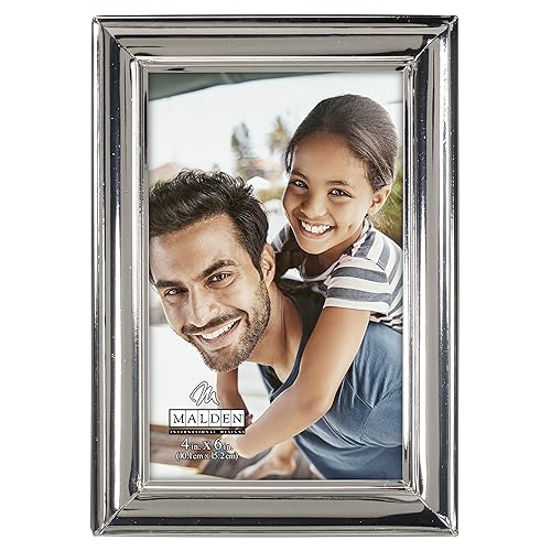 Malden International Designs Concourse Silver Metal Picture Frame, 4x6, Silver
