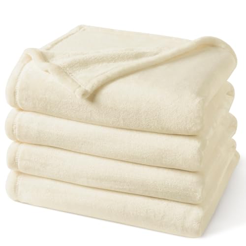 "PHF No Shed No Pilling Fleece Blankets King Size -Ultra Soft Lightweight & Cozy Bed Blanket, Plush Anti-Stati Microfiber, Room Home Decor Gifts for Women and Men, 1 Piece, 108"" x 90"", Cream"