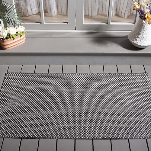 Safavieh Contemporary Indoor/Outdoor Woven Rectangle Area Rug, Courtyard Collection, CY8521, in Black / Beige, 79 X 152 cm for Garden, Patio or Any Outdoor Space