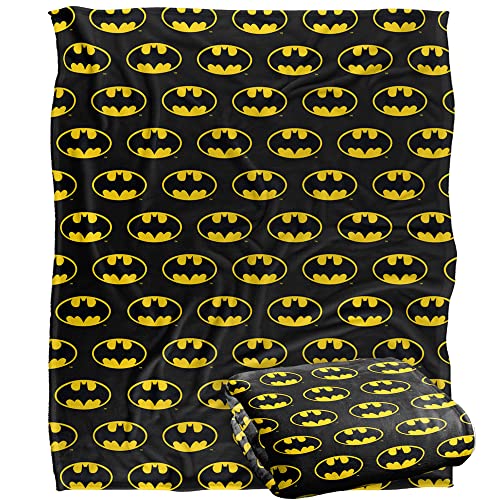 BATMAN Classic Bat Shield Logo Pattern Officially Licensed Silky Touch Super Soft Throw Blanket 152 x 127 cm