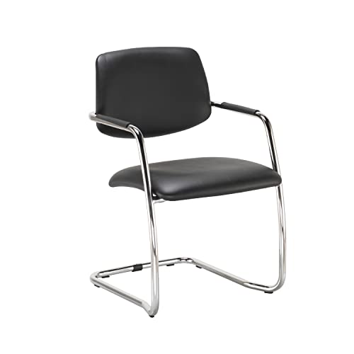 Office Hippo Mid Back Cantilever Chair for Home, Boardroom, Office, Faux Leather, Black, 56 x 61 x 84 cm (OHS0258BK)