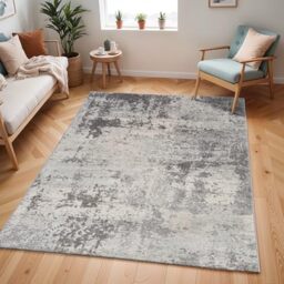 Livabliss Alex Barika Abstract Design – Living Room 140x200 cm, Dining Lounge Kitchen Bedroom Use, Modern Marble Look, Soft Luxurious Medium Pile, Charcoal Grey Off White
