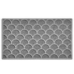 Nicoman Fish Scale Shape Low Profile Outdoor Dirt-Trapper Door Mat Washable Barrier Heavy Duty Doormat – (Drainage Open-Back, Grey, 75 x 44cm)