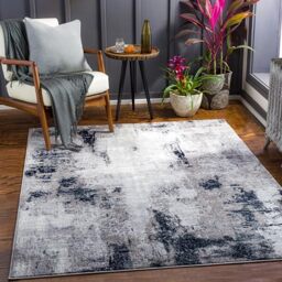 Livabliss Giulia Helsinki Abstract Marble Style Floor Covering 200x275 cm – Modern Design for Living Room, Dining & Bedroom, Soft Medium Pile, Grey, Cream & Navy