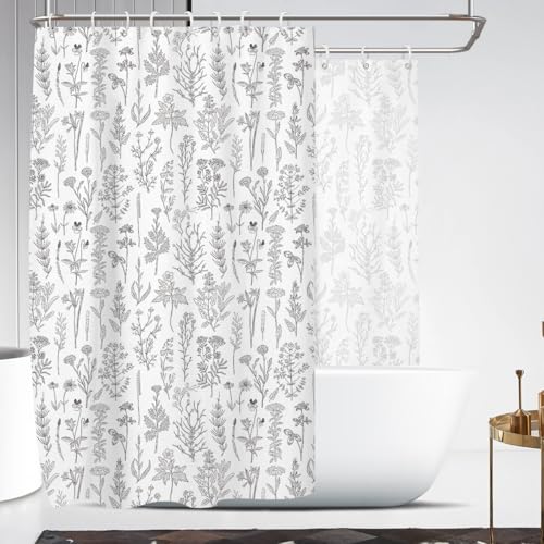 Coxila Vintage Floral Shower Curtain Extra Wide Large Long Clawfoot Tub Wrap Around Flower Retro Farmhouse Rustic Botanical Spring Country Cottage Bathroom 108 x 72 Inch Polyester Fabric 18 Pack Hooks