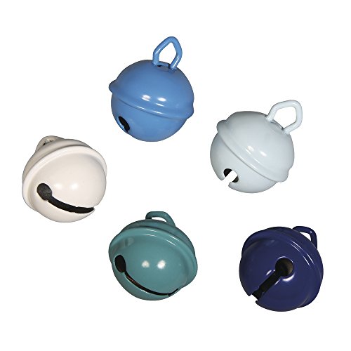 Rayher Set of Four Mini Metal Bells for Crafting, Card Making and Seasonal Decorations, Small Jingle Bells for Wreath Making, assorted colours, 15mm, 25087000