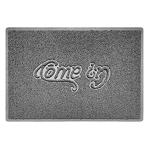 Nicoman COME-IN Embossed Shape Door Mat Dirt-Trapper Washable Barrier Doormat-(Use Indoor or Sheltered Outdoor)-(90x60cm/3x2ft,Large) Grey