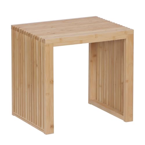 Relaxdays Bamboo Shoe Bench, Modern Kitchen & Hallway Seat, 43x45x33 cm, Natural