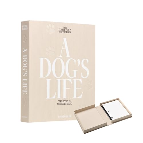 Printworks Dog Album, A Dog's Life Beige Fabric Memories Book with 30 Pages, Large Keepsake for 4x6 Photos with Writing Space, Expandable Photo Album for Pets