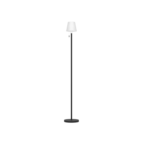 Eglo Cordless LED Floor lamp Montapalma-L, Solar Outdoor Light, Wireless with Pull Switch, Rechargeable Garden Lighting, Black Steel and White Plastic, Warm White, RGB, IP54