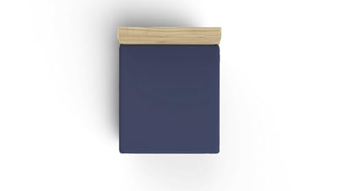 Premium Ranforce Queen XL Fitted Sheet, Dark Blue, 150 x 200 + 40 cm, 100% Cotton, 155 Thread Count, 117 g/m², Machine Washable at 30°C, Soft and Durable