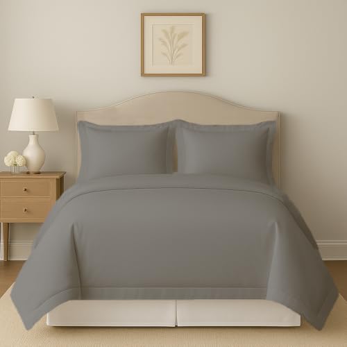 eBeddy Linens Premium Duvet Cover Set 800-TC California King 104x98 Inch Pure Egyptian Cotton Soft 3 Pieces (1 Duvet Cover & 2 Pillow Shams) Zipper Closure & Corner Ties, Dark Grey Solid