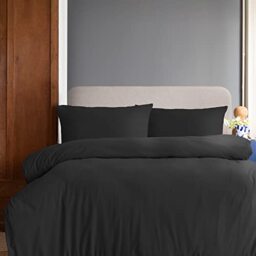 Komfortec Premium Bed Linen 155 x 220 cm with 1 Pillowcase 40 x 80 cm Brushed Microfibre Set - Black