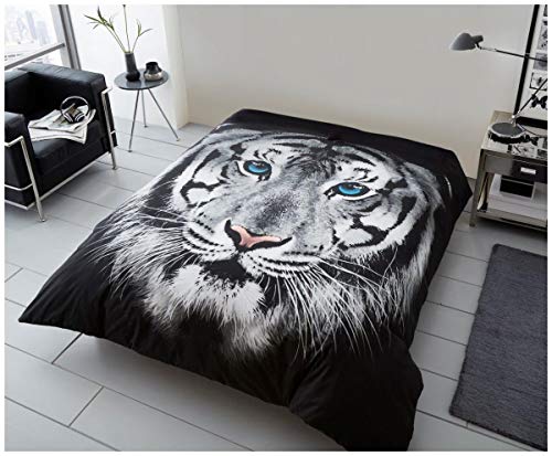 Gaveno Cavailia 3D Animal Printed Tiger Face White Wildlife Throw, Soft & Cosy Light Weight Sofa Settee Blanket, Extra Comfort Throwover, King Size (200 x 240 cm), 422778