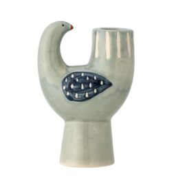 Bloomingville Trudy Ceramic Candle Holder Bird Blue Green for 1 Candle 12 x 8 cm