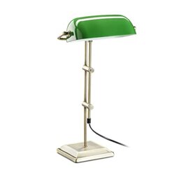 Relaxdays Table Lamp Brass Finish Green Glass Table Lamp, Decorative Lamp Retro Desk Lamp, H x W x D: 52 x 27 x 18 cm Bronze