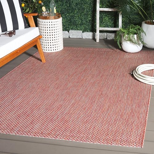 Safavieh Contemporary Indoor/Outdoor Woven Rectangle Area Rug, Courtyard Collection, CY8521, in Red / Beige, 160 X 231 cm for Garden, Patio or Any Outdoor Space