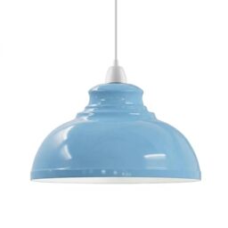LEDSone Retro Blue Metal Ceiling Lampshade 29cm Easy Fit Modern Hanging Pendant Lightshade for Bedroom Dining Room Hallway Office Industrial Kitchen Restaurant Bar