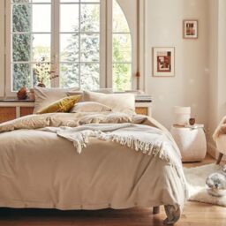 Chambray Plain Cotton Flannel Duvet Cover, Frisson, 140 x 200 cm, Essix