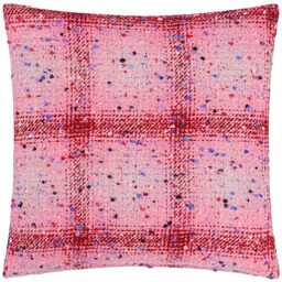 Heya Home Connie Check Feather Filled Cushion,Pink/Cobalt,45 x 45cm