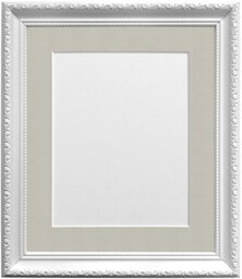 FRAMES BY POST Picture Photo Frame with Light Grey Mount for 16 x 12-Inch Plastic Glass Picture Size, White, 30 mm Wide, 50 x 40 cm