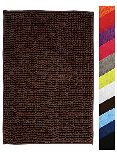 MSV Bath Mat Chenille 60 x 90 cm Chocolate, Brown